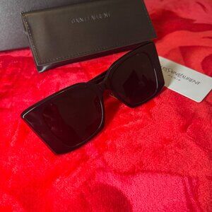 Saint Laurent Statement Black Shades – Gold Logo Glam